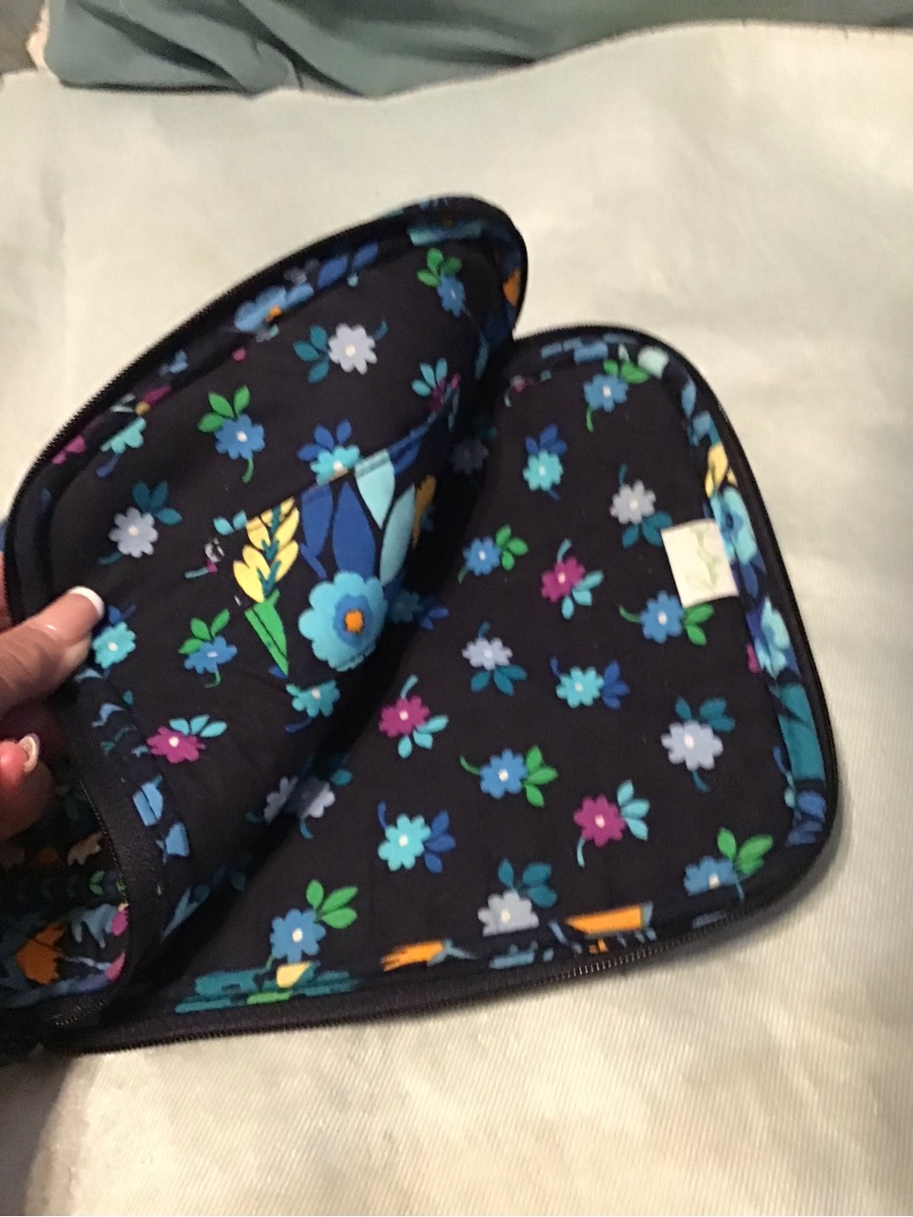 Vera Bradley Navy Floral Tablet Sleeve with Teal, Yellow & Purple Accents - Picture 2 of 7